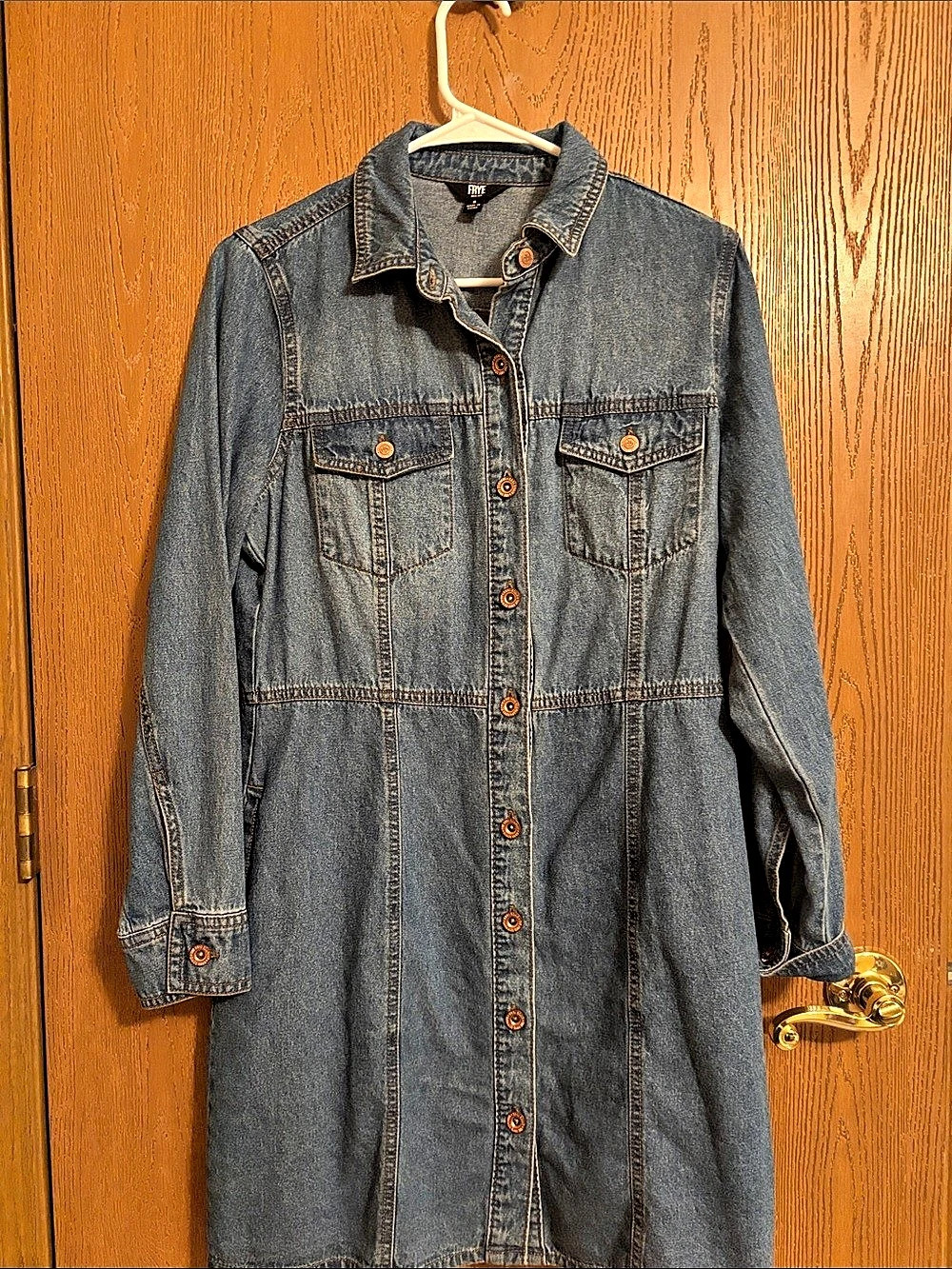 Frye Long Sleeve Denim Button Down Shirt Dress